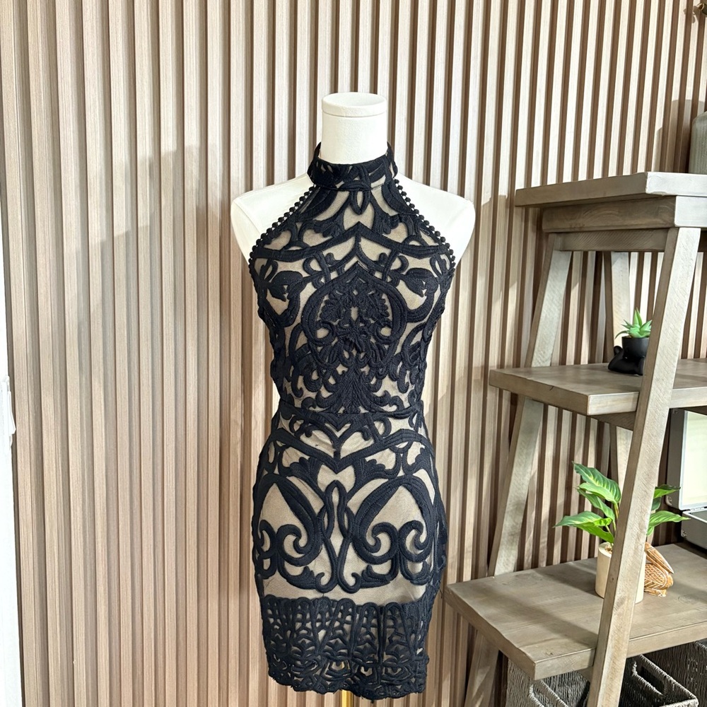 Fashion Nova Black Lace Sheer Mini Dress – XS